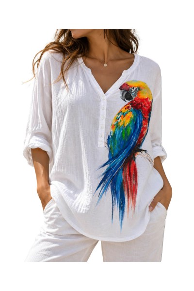 hand_painted_ladies_shirt_parrot