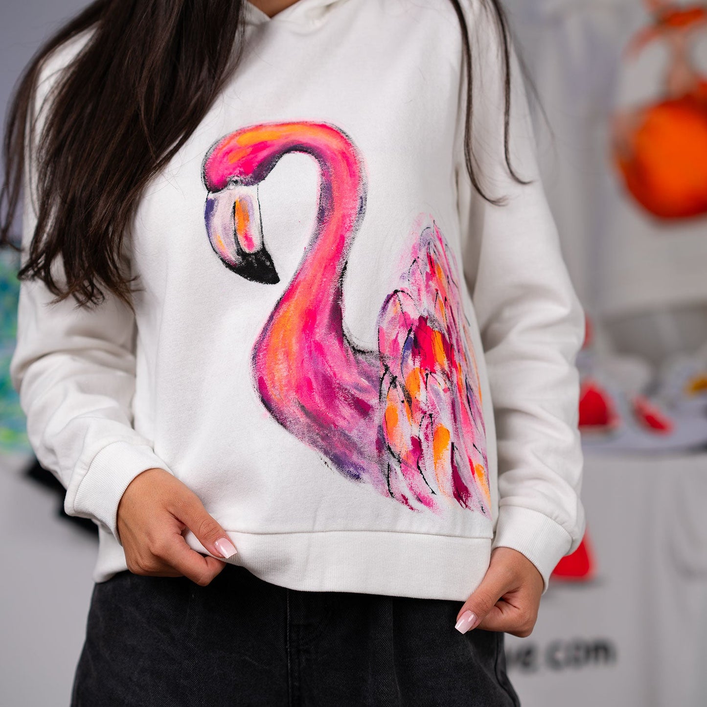 Ръчно Рисуван СУИТШЪРТ "FLAMINGO"